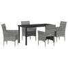 vidaXL Garten Essgruppe mit Kissen 5 pcs Grau Poly-Rattan