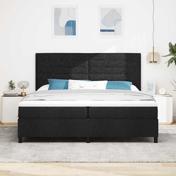 vidaXL Boxspringbett mit Matratze Schwarz 200 x 200 cm Stoff
