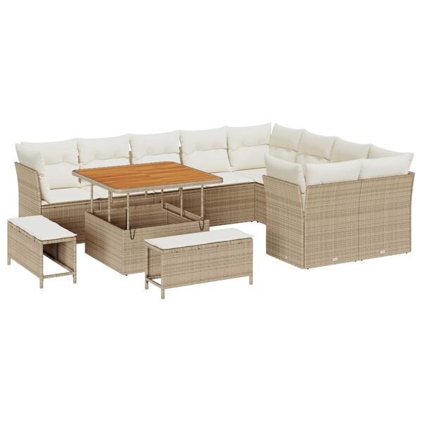 vidaXL Garten-Sofa-Set 12 pcs Beige Poly-Rattan