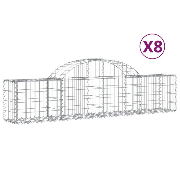 vidaXL Gabionen mit Hochbogen 8 Stk. 200x30x40/60 cm Verzinktes Eisen