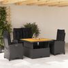 vidaXL 4-tlg. Garten-Essgruppe mit Kissen Schwarz Poly Rattan