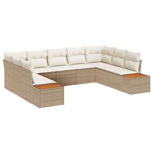 vidaXL Gartensofa-set mit Kissen 9 pcs Beige Poly Rattan
