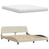 vidaXL Bett mit Matratze "Hanko" Creme 160x200 cm Stoff
