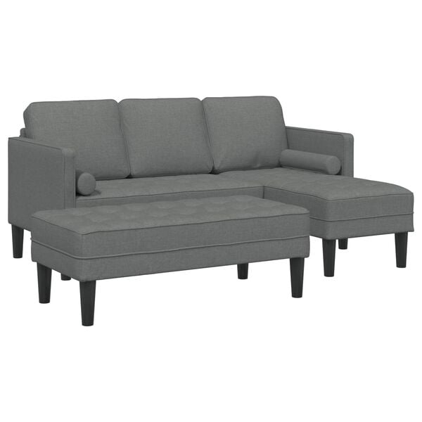 vidaXL Sofa Set mit Kissen 2 pcs Dunkelgrau Polyester