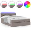 vidaXL Ottomane Bett mit Matratze & LEDs Taupe 140x200 cm Stoff