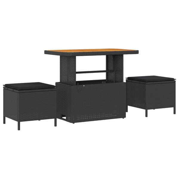 vidaXL Garten-Sofa-Set mit Speicher 9 pcs Schwarz Poly Rattan