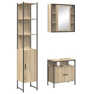 vidaXL Badezimmerm&ouml;bel-Set 3 stk. Sonoma-Eiche 33 x 33 x 185,5 cm