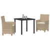 vidaXL Garten Essgruppe 3 pcs Beige Poly-Rattan