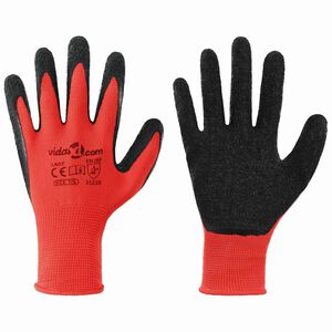 vidaXL Arbeitshandschuhe 12 stk. Rot und Schwarz 7 / S Latexbeschichtung