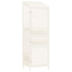 vidaXL Ger&auml;teschuppen Wei&szlig; 55x52x174,5 cm Massivholz Tanne