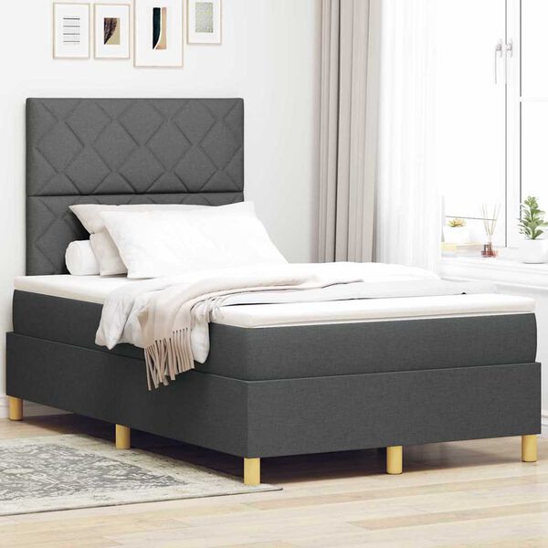 vidaXL Boxspringbett mit Matratze Dunkelgrau 120 x 200 cm Stoff