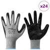 vidaXL Arbeitshandschuhe 24 pcs Grau und Schwarz 9 / l Polyester