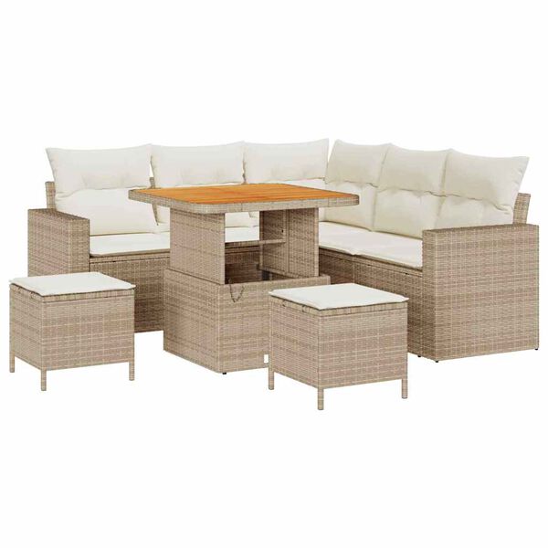 vidaXL Gartensofa-set 8 pcs Beige Poly-Rattan