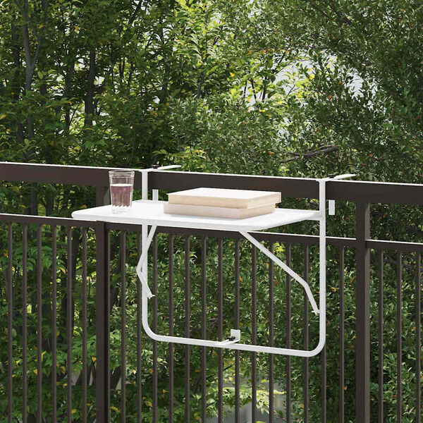 vidaXL Hängender Balkontisch Weiß 60 x 39 x 65 cm Stahl