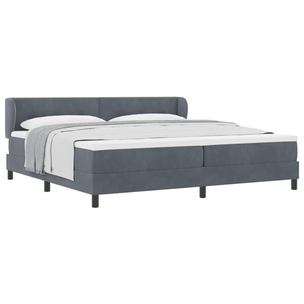 vidaXL Boxspringbett mit Matratze Dunkelgrau 200 x 200 cm Samt