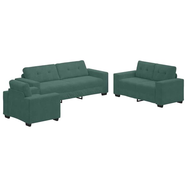 vidaXL Sofa Set 3 pcs Dunkelgr&uuml;n 221 x 80 x 80 cm Samt