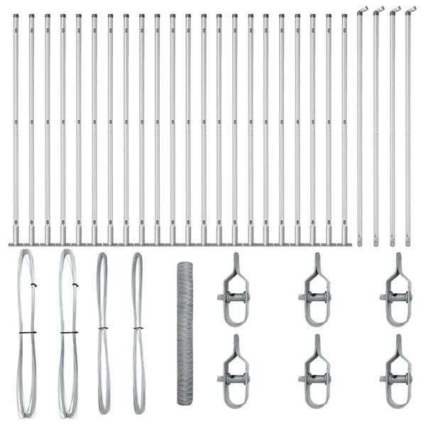 vidaXL Zaunpfosten Silber 50 x 1,2 m (36 mm Maschenweite) Stahl