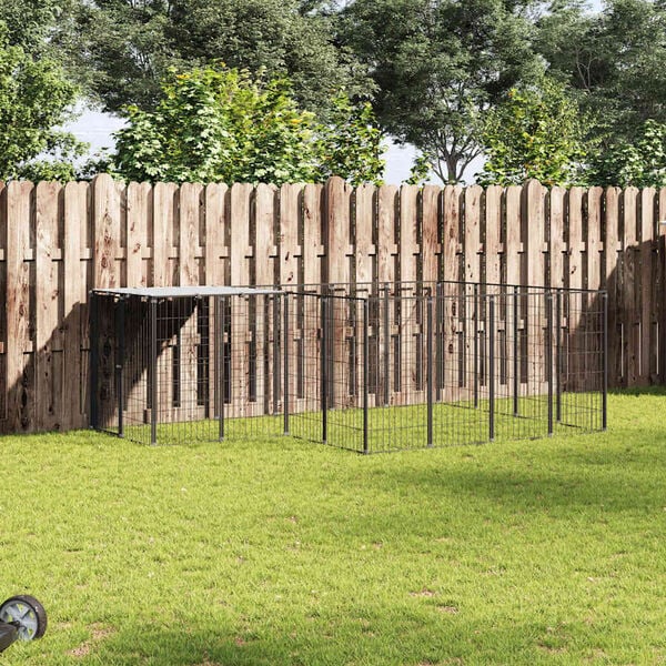 vidaXL Hundezwinger Schwarz 6,05 m² Stahl