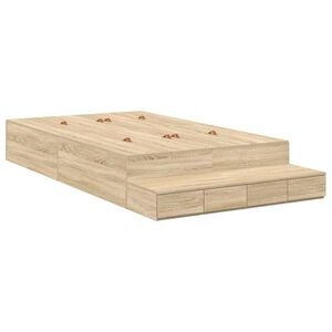 vidaXL Aufbewahrungsbettgestell Sonoma-Eiche 120 cm Holzwerkstoff