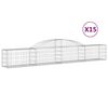 vidaXL Gabionen mit Hochbogen 15 Stk. 300x30x40/60 cm Verzinktes Eisen