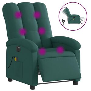 vidaXL Massagesessel Elektrisch Dunkelgr&uuml;n Stoff