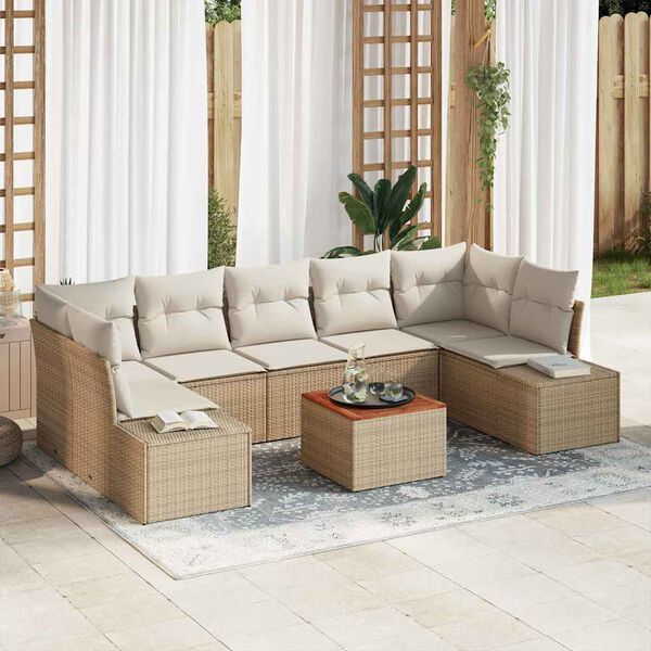 vidaXL Gartensofa-set mit Kissen 8 pcs Beige Poly-Rattan
