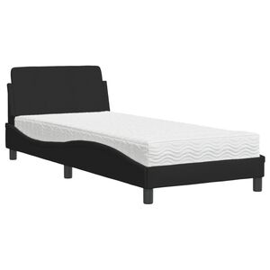 vidaXL Bett mit Matratze "Dover" Schwarz 90x200 cm Stoff