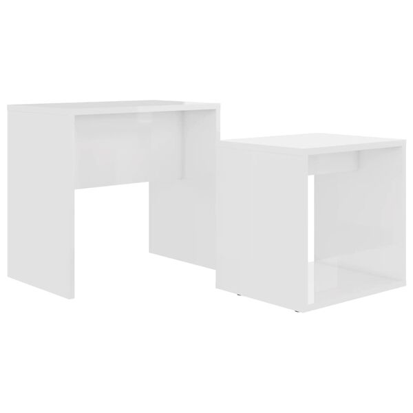vidaXL Couchtisch-Set Hochglanz-Weiß 48x30x45 cm Holzwerkstoff