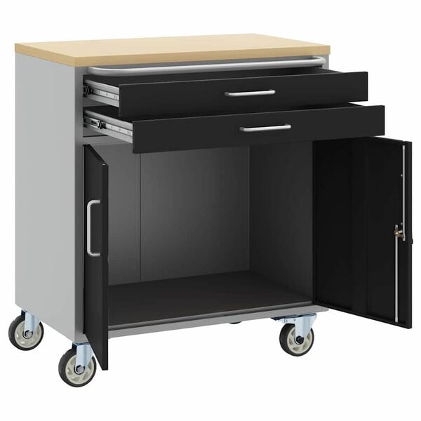 vidaXL Werkbank mit Schubladen Schwarz und Grau 75 x 45 x 85 cm