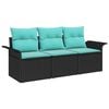 vidaXL Garten-Sofa-Set 3 stk. Schwarz Poly Rattan