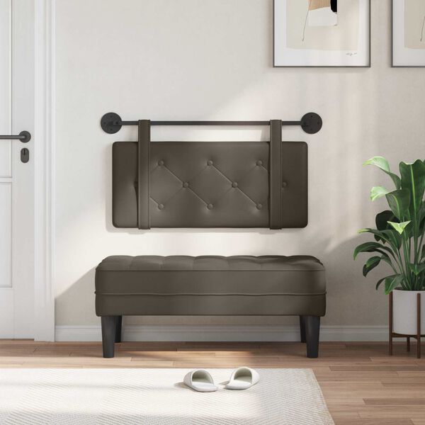 vidaXL H&auml;ngevorderseite Wandmontiert Grau 90 cm Kunstleder