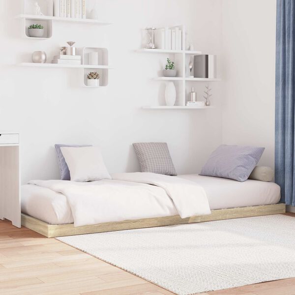 vidaXL Bodenbettrahmen Sonoma 100 x 200 cm Holzwerkstoff