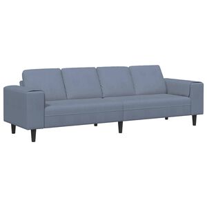 vidaXL Sofa mit Kissen Blau 250 x 77 x 76 cm Cordstoff