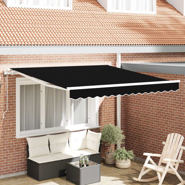 vidaXL Einziehbare Markise Schwarz 300 x 250 cm Stoff