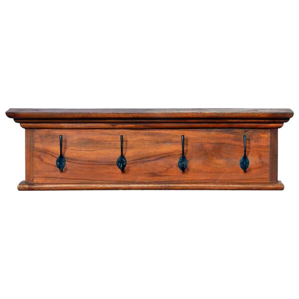 vidaXL Wandgarderobe 70x10x20 cm Teak Massivholz