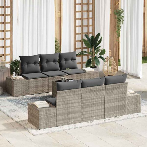 vidaXL Garten-Sofa-Set 8 pcs Hellgrau und Dunkelgrau Poly-Rattan