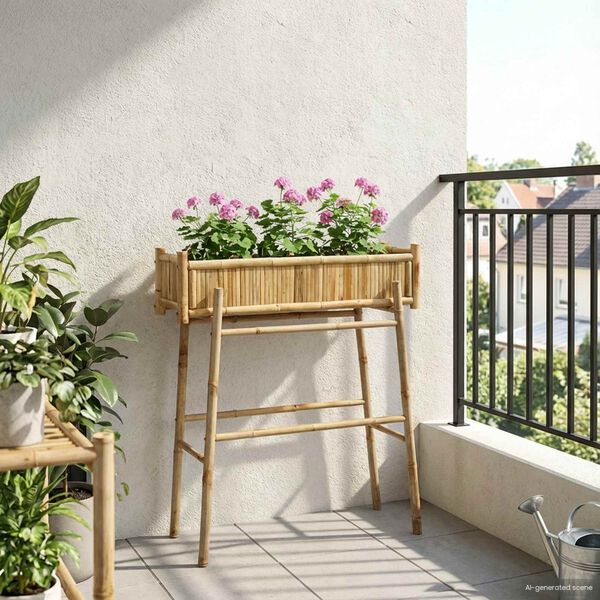 vidaXL Gartenpflanzer mit Halter Natur 100 x 38 x 114 cm Bambus