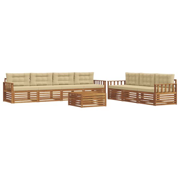 vidaXL Outdoor-Sofagarnitur mit Kissen 8 pcs Natur und Beige