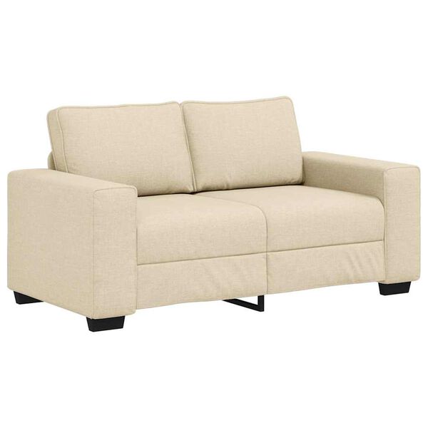 vidaXL 3-teiliges Sofa-Set mit Kissen, cremefarbener Stoff