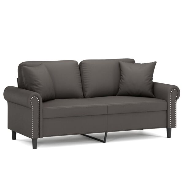 vidaXL 2-Sitzer-Sofa mit Kissen Grau 140 cm Kunstleder