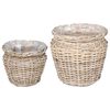 vidaXL Blumentopfkorb GENDT 2 stk. Nat&uuml;rliches Grau Kubu Rattan