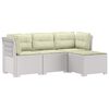 vidaXL 4-Sitzer Garten Sofa mit Kissen Rattan Look PP Wei&szlig;