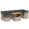 vidaXL 8-tlg. Garten-Sofagarnitur mit Kissen Grau Poly Rattan