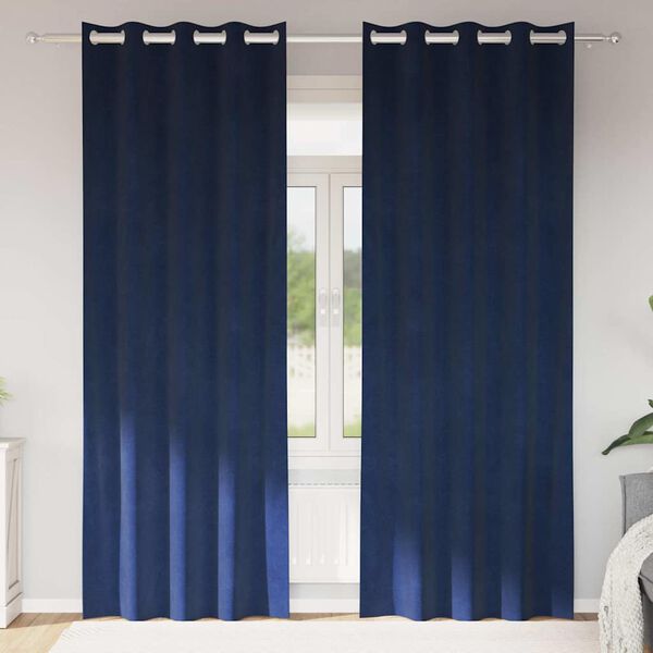 vidaXL Verdunkelungsvorh&auml;nge 2 pcs Dunkelblau 140 x 260 cm Samt