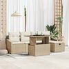 vidaXL Garten-Sofa-Set mit Kissen mit Speicher 6 pcs Beige Poly Rattan
