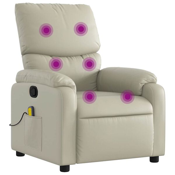 vidaXL Massagesessel mit Relaxfunktion, Kunstleder, Creme