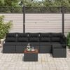 vidaXL Garten-Sofa-Set mit Kissen 7 pcs Schwarz Poly Rattan