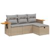 vidaXL 4-tlg. Garten-Sofagarnitur mit Kissen Beigemischung Poly Rattan