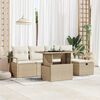 vidaXL Garten-Sofa-Set mit Kissen mit Speicher 6 pcs Beige Poly Rattan