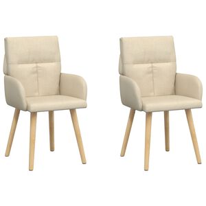 vidaXL Esszimmerst&uuml;hle 2 stk. Stoff Creme 60 x 56 x 96 cm